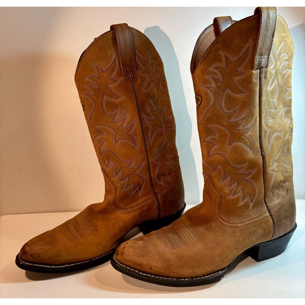 Ariat 34725 Size 10.5D Heritage R Toe Western Light Brown Leather Boots